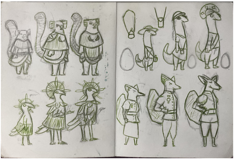 Páginas do Design Bible e Narrative Bible de Alagado — documentação do game design e narrativa